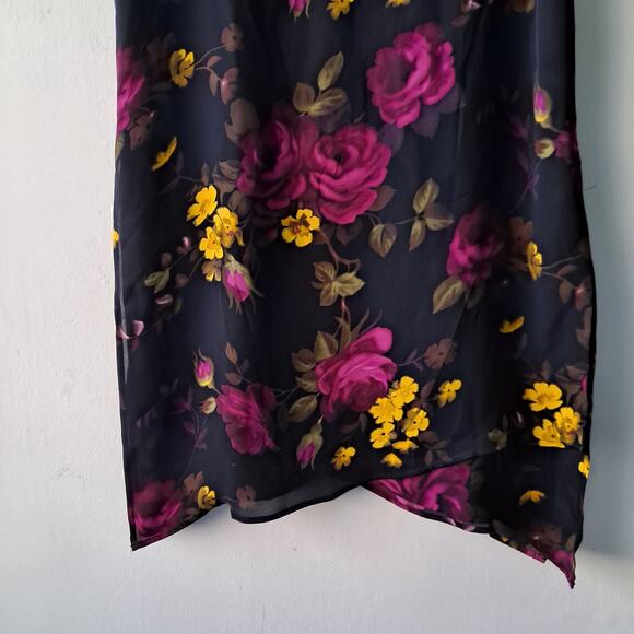Chico's Design Floral Skirt 100% Silk Side Slits A-Line Maxi Multicolor Size M - Picture 8 of 10